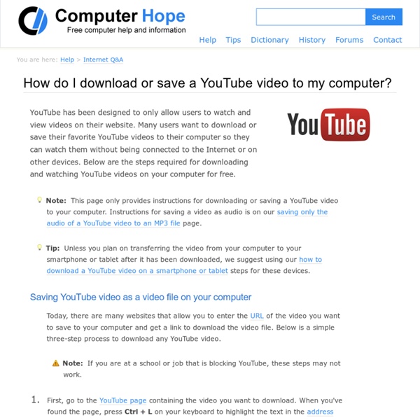 How do I download and save a YouTube video to my computer?