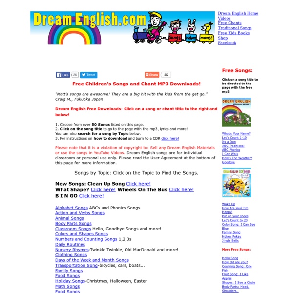 Free MP3 Downloads of Kids Songs,Free Kids Music, Free Children's Music,Teach English with Songs