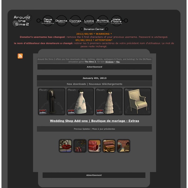 Free downloads for the Sims 2: skins, objects, clothes, faces, buildings...