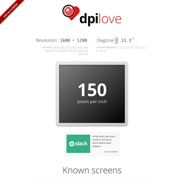 DPI love ♥ Easily find the DPI/PPI of any screen