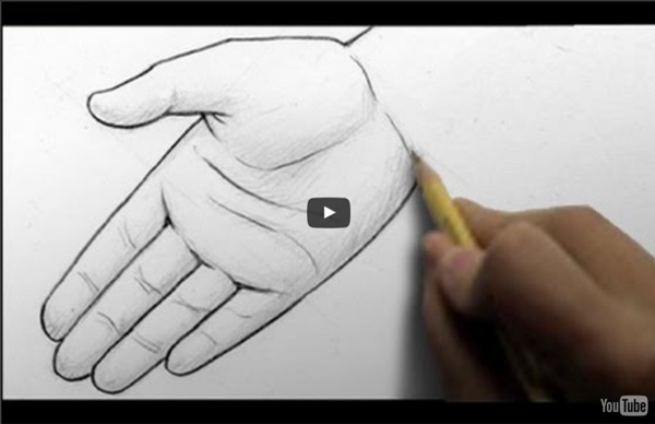 Open palm and writing hand