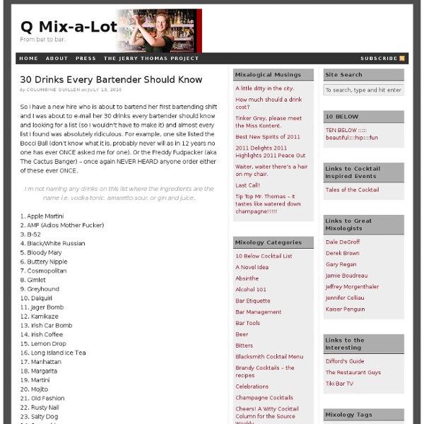 30 Drinks Every Bartender Should Know StumbleUpon Pearltrees