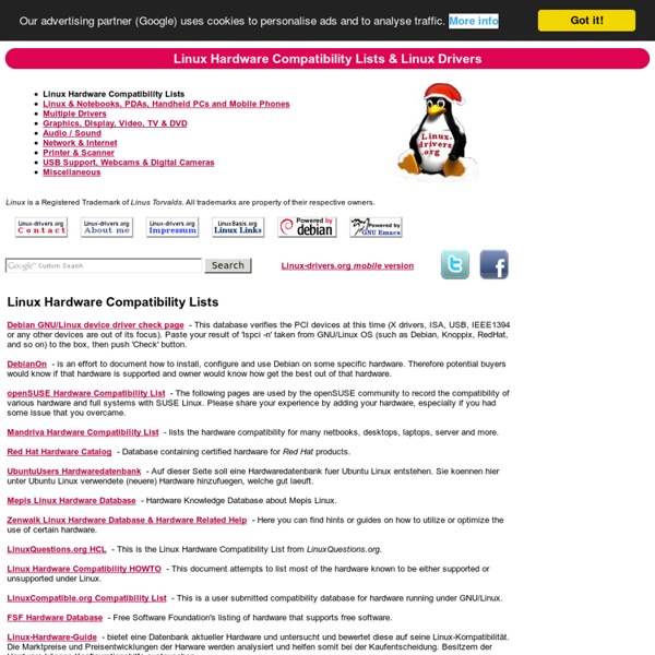 Linux-drivers.org - Linux Hardware Compatibility Lists & Linux Drivers