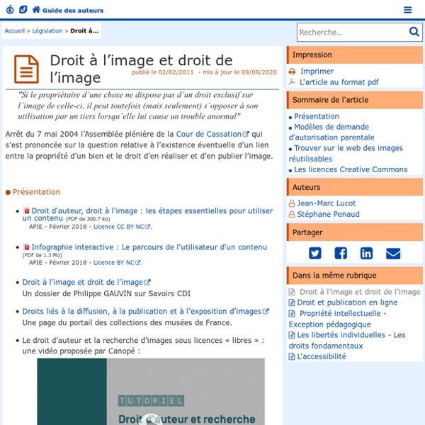Droit à l'image et droit de l'image - Guide des auteurs des sites de l'académie