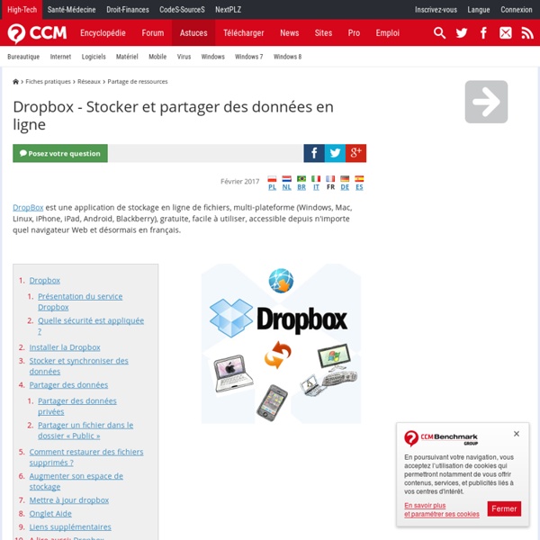 [Dropbox] Stocker et partager des données en ligne