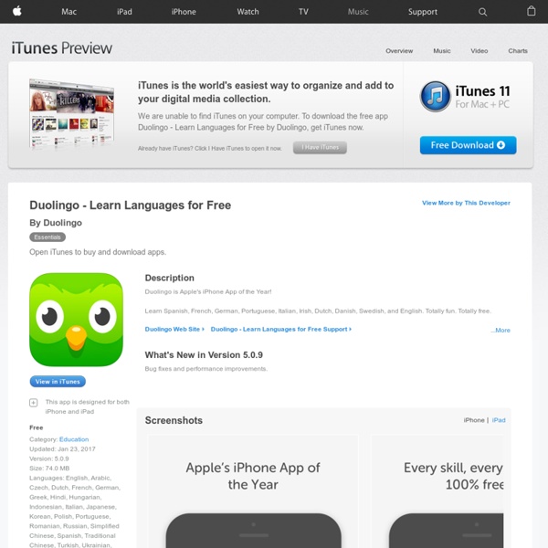 Duolingo - Learn Languages for Free for iPhone 3GS, iPhone 4, iPhone 4S, iPhone 5, iPod touch (3rd generation), iPod touch (4th generation), iPod touch (5th generation) and iPad on the iTunes App Store