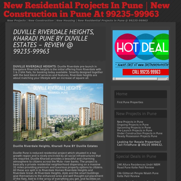 » DUVILLE RIVERDALE HEIGHTS, KHARADI PUNE BY DUVILLE ESTATES – REVIEW