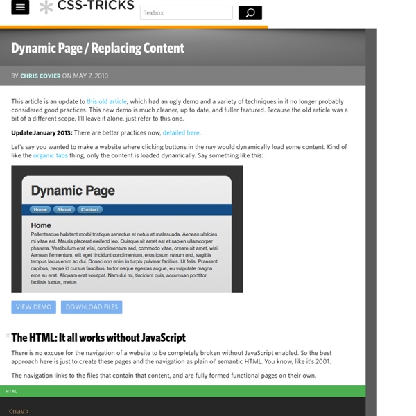 Dynamic Page / Replacing Content