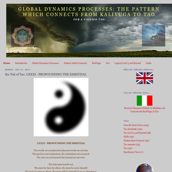 Global Dynamics Processes: the Pattern which Connects from KaliYuga to Tao
