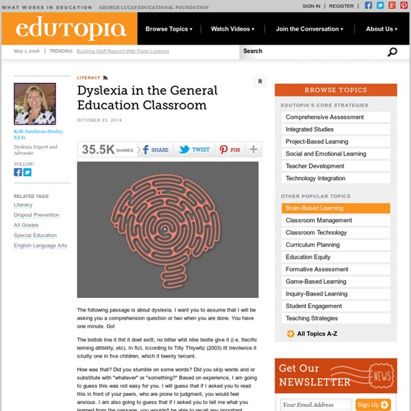 Dyslexia in the General Education Classroom