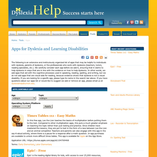 Apps for Dyslexia and Learning Disabilities