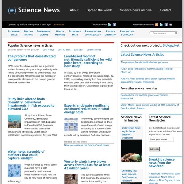 Latest science news articles
