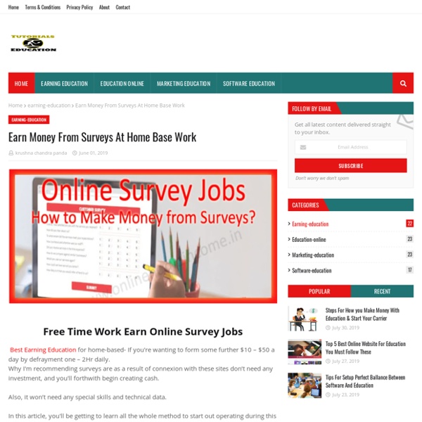 Earn Money From Surveys At Home Base Work