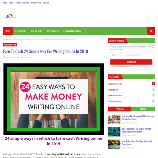 Earn To Cash 24 Simple way For Writing Online In 2019