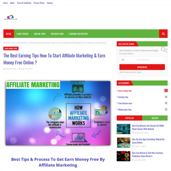 The Best Earning Tips How To Start Affiliate Marketing & Earn Money Free Online ?