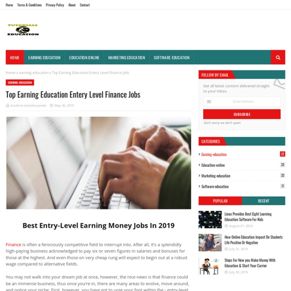 Top Earning Education Entery Level Finance Jobs
