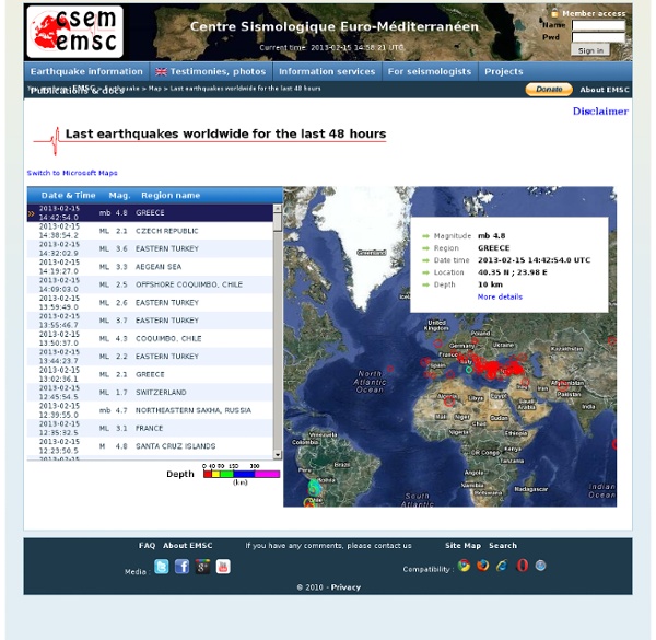 Earthquake monitor - Earthquakes in 2013 - Latest Earthquakes in the world