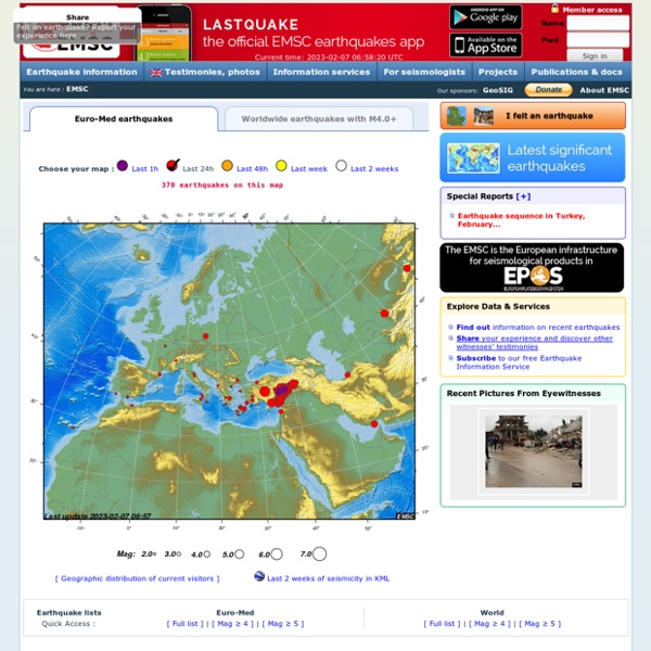 Earthquakes - Earthquake today - Latest Earthquakes in the World - EMSC