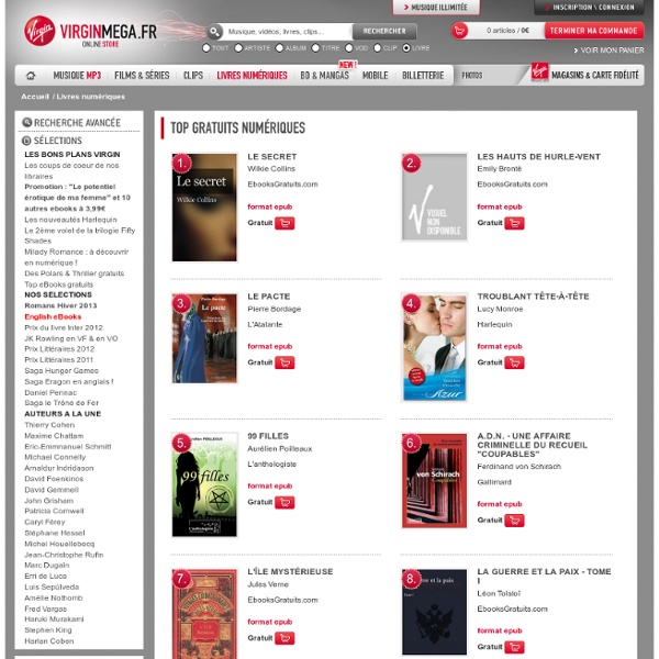150 000 Ebooks gratuits ou à partir de 0,99€ à télécharger sur Virgin Mega - achat de livres en ligne