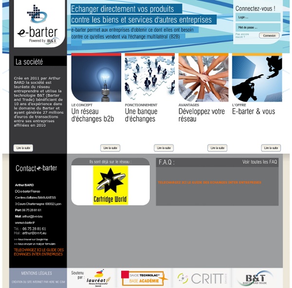 Presentation - e-barter - A CHAMBERY Barter and Trade Exchange