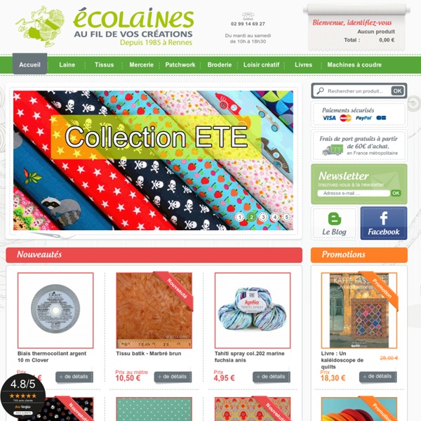 Ecolaines - Rennes, vente en ligne de Laine, Tissus, Mercerie, Patchwork, Broderie, machines à coudre Bernina - Ecolaines