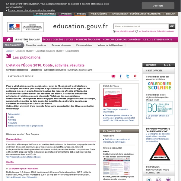 L'état de l'École : 32 indicateurs sur le système éducatif français
