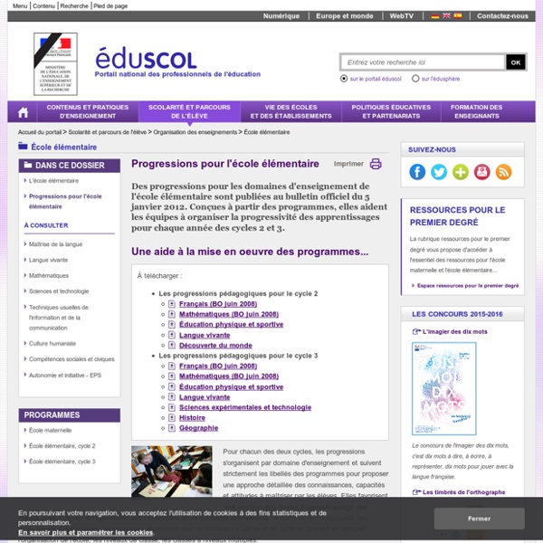 École élémentaire - Progressions pour l'école élémentaire