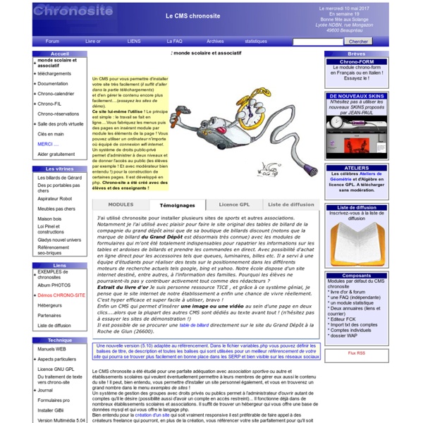 Chronosite, un CMS pour écoles et pour associations page numéro