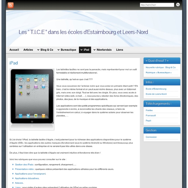 iPad » Les " T.I.C.E " dans les écoles d'Estaimbourg et Leers-Nord