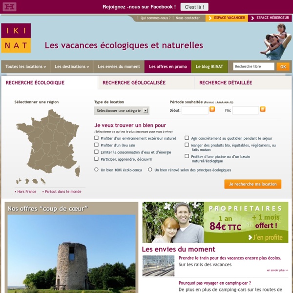 Location vacances écologiques, chambre d'hôtes, écotourisme, vacances à la ferme, vacances nature, gîte bio