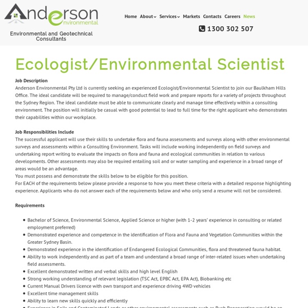 Ecologist/Environmental Scientist – Anderson Environmental