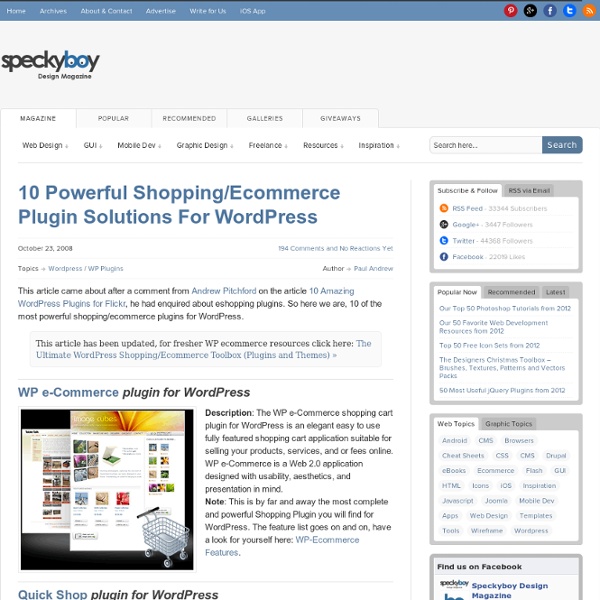 10 Powerful Shopping/Ecommerce Plugin Solutions For Wordpress (Build 20120215223356)