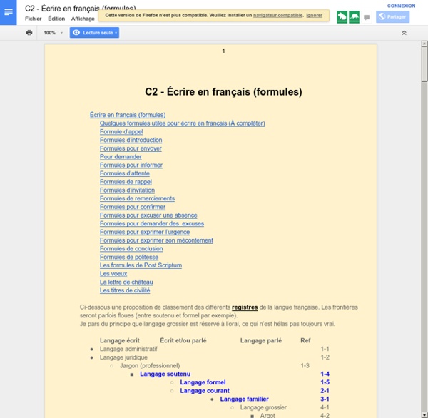 C2 - Écrire en français (formules)