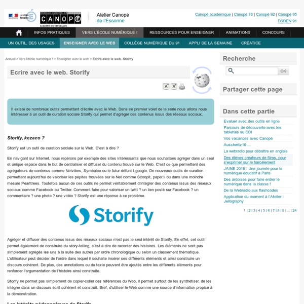 Ecrire avec le web. Storify - Atelier Canopé de l'Essonne