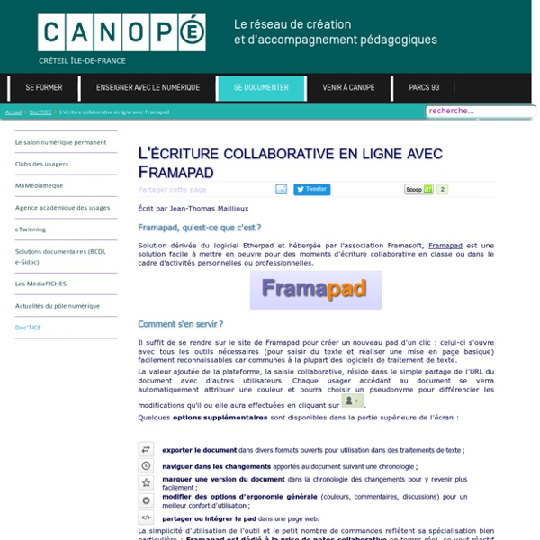 Canopé Créteil - L'écriture collaborative en ligne avec Framapad