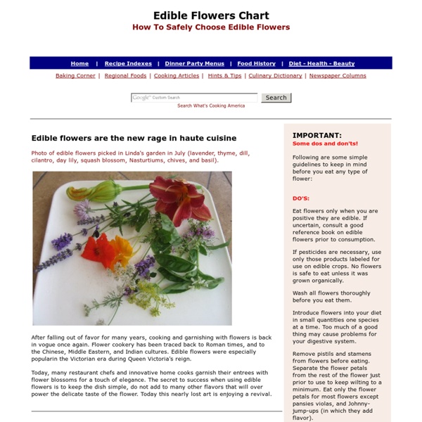 Edible Flowers, How to choose Edible Flowers, Eatable Flowers, Edible Flower Chart, List of Edible Flowers, Incredible Edible Flowers