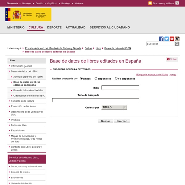 Base de datos de libros editados en España - Ministerio de Educación, Cultura y Deporte