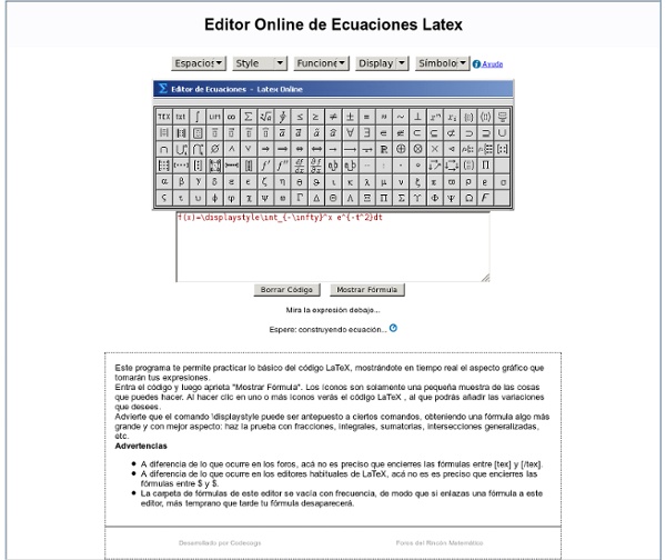 Editor de Ecuaciones Online LaTeX Equation Editor