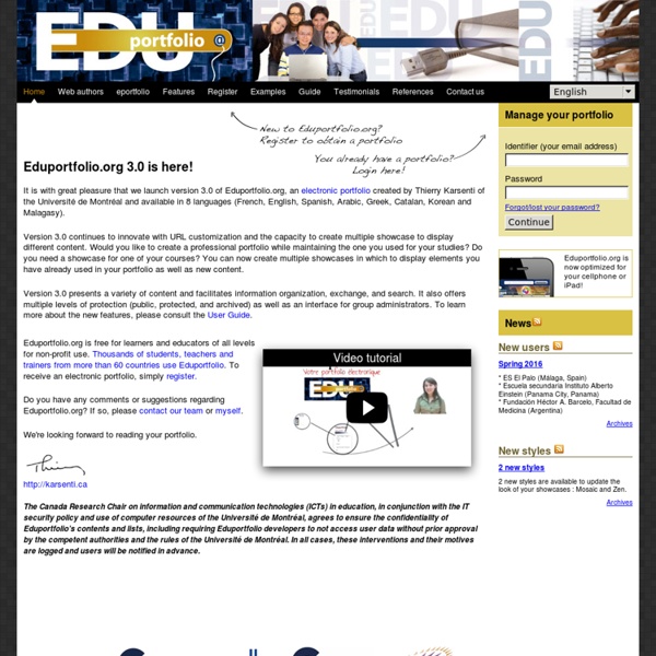 Edu-portfolio.org : Votre portfolio électronique