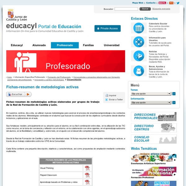 Profesorado - Portal de Educación de la Junta de Castilla y León - Fichas-resumen de metodologías activas