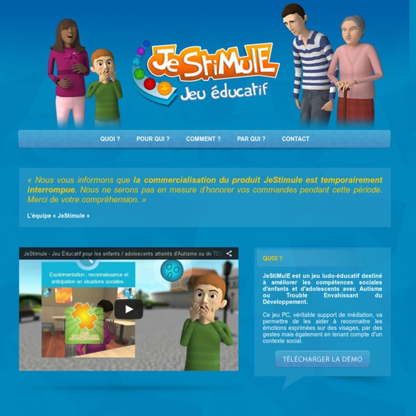 Je Stimule - jeu éducatif destiné à améliorer les compétences sociales d'enfants Autiste