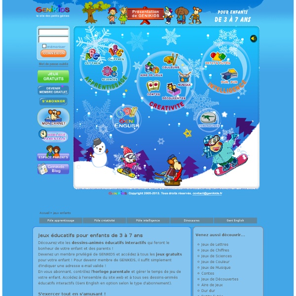 Jeux éducatifs et interactifs en ligne pour enfants de 3 à 7 ans - Genikids