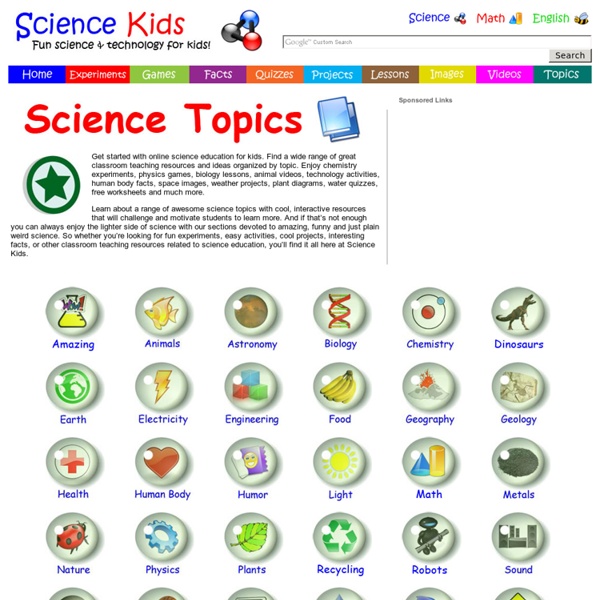 Online Science Education Topics for Kids - Classroom Teaching Resources by Topic