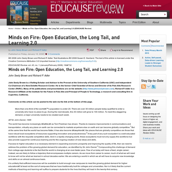 Minds on Fire: Open Education, the Long Tail, and Learning 2.0 (EDUCAUSE Review