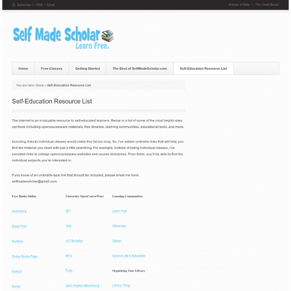 Self-Education Resource List