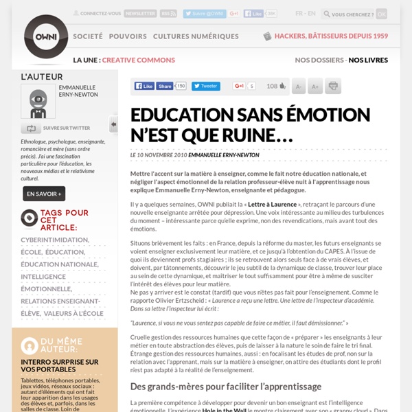 Education sans émotion n’est que ruine…