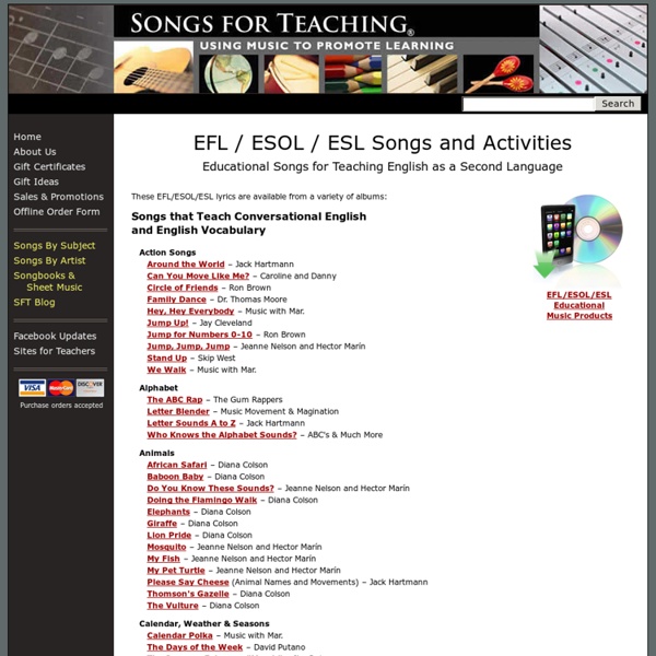 EFL / ESOL / ESL Educational Songs and Activities: Song Lyrics for Teaching English as a Second Language