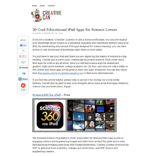 30 Cool Educational iPad Apps for Science Lovers - Creative Can Creative Can