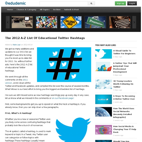 The 2012 A-Z List Of Educational Twitter Hashtags