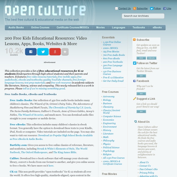 200 Free Kids Educational Resources: Lessons, Apps, Books, Websites...